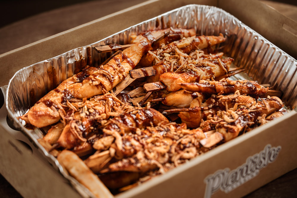 Juicy marinated BBQ chicken skewers perfect for corporate lunches, team events, and celebrations in the Blue Mountains and Sydney