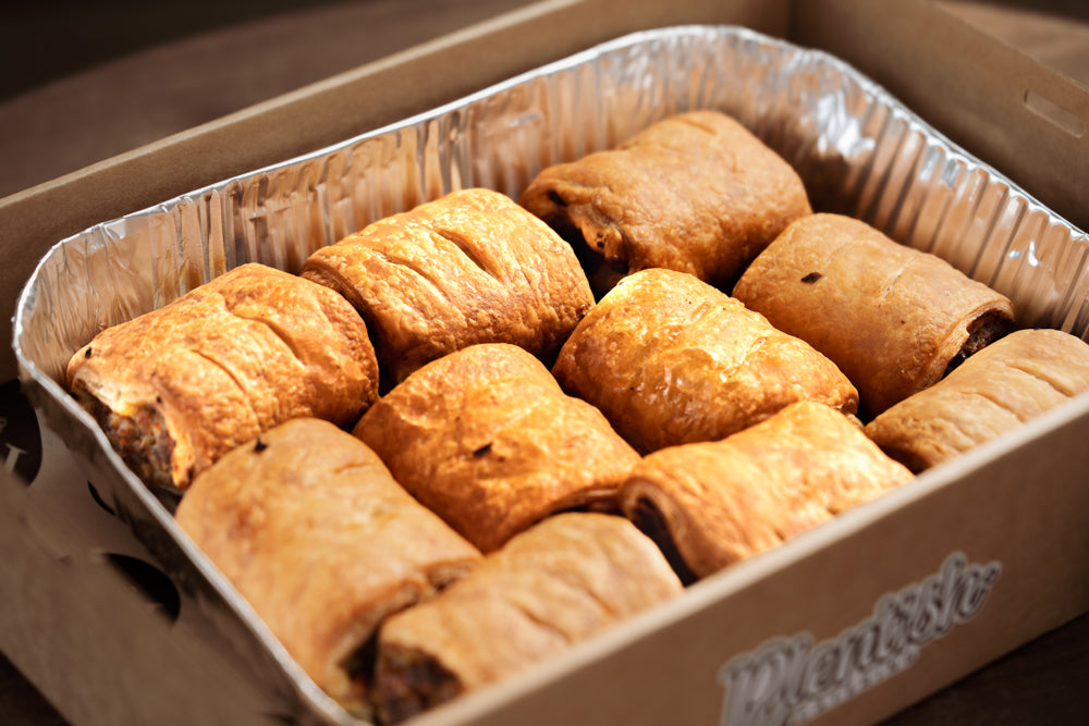 Flaky pastry beef and herb sausage rolls ideal for grazing tables and catered gatherings delivery in the Blue Mountains and Sydney