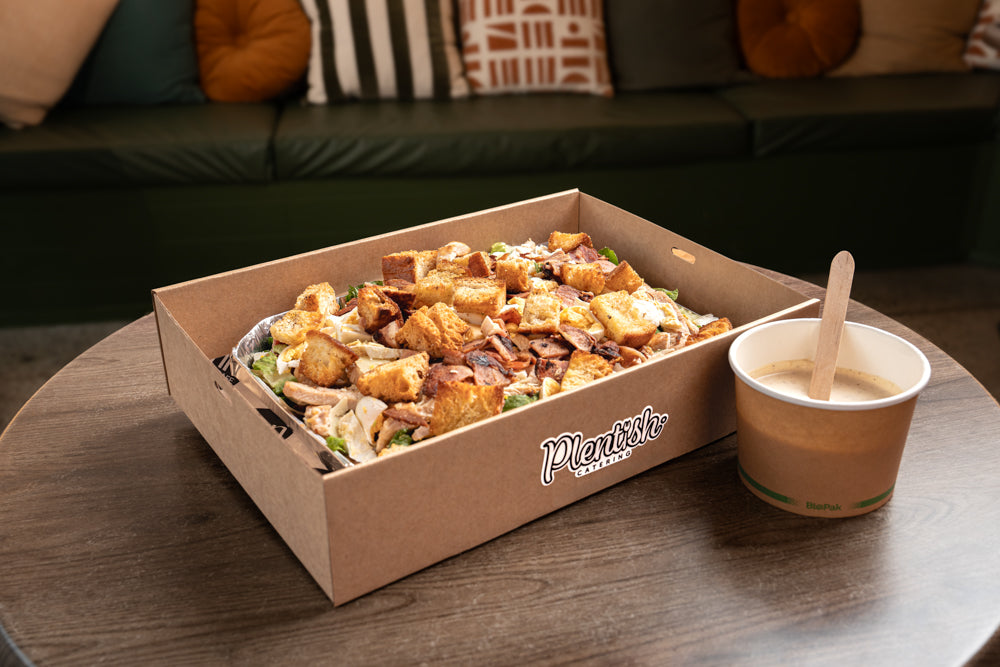 Gourmet Finn’s Caesar Salad made with fresh ingredients for catering spreads and events delivery in Sydney and the Blue Mountains