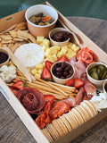 Fresh antipasto grazing platter with charcuterie, cheeses and antipasti for event catering in Sydney and the Blue Mountains. Local Delivery