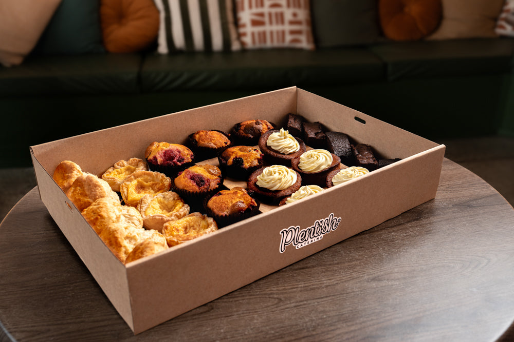 Dessert cake platter with assorted sweet cakes and muffins for office meetings and afternoon tea catering. Delivery in Sydney and the Blue Mountains