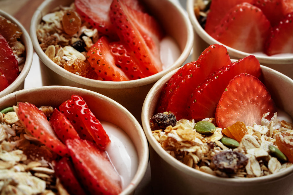 Vegan coconut yogurt and granola cups for healthy catering, corporate lunches, and celebrations in Sydney and the Blue Mountains
