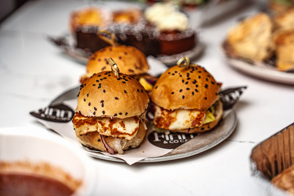 Gourmet sweet & spicy haloumi vegetarian sliders perfect for corporate lunches, team events, and celebrations in the Blue Mountains and Sydney
